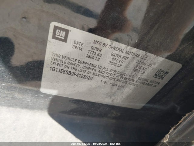 Chevrolet Sonic Ltz Auto 2015 1G1JE5SB9F4123629 Image 9