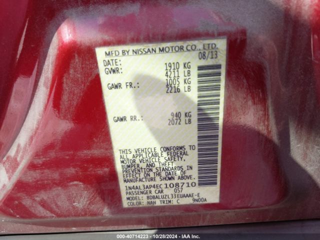 1N4AL3AP4EC108710 Nissan Altima 2.5 Sv