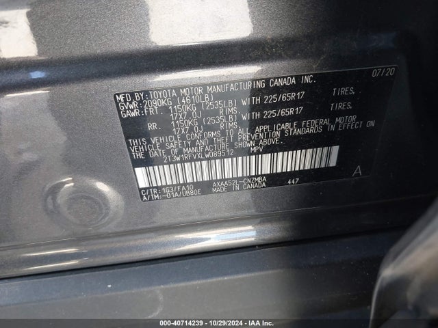Toyota Rav4 Xle 2020 2T3W1RFVXLW089512 Image 9