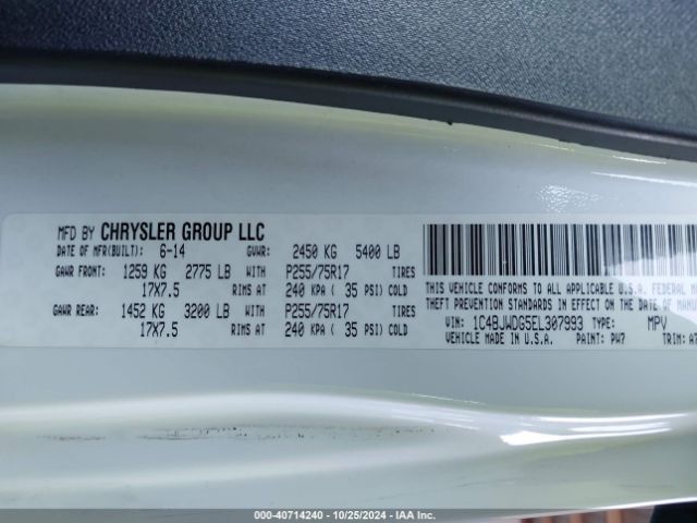 1C4BJWDG5EL307993 Jeep Wrangler Unlimited Sport