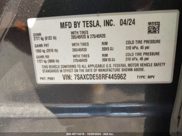 7SAXCDE58RF445962 Tesla Model X Long Range