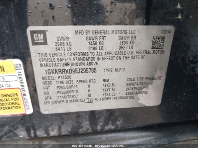 1GKKRRKD9EJ295785 GMC Acadia Slt-1