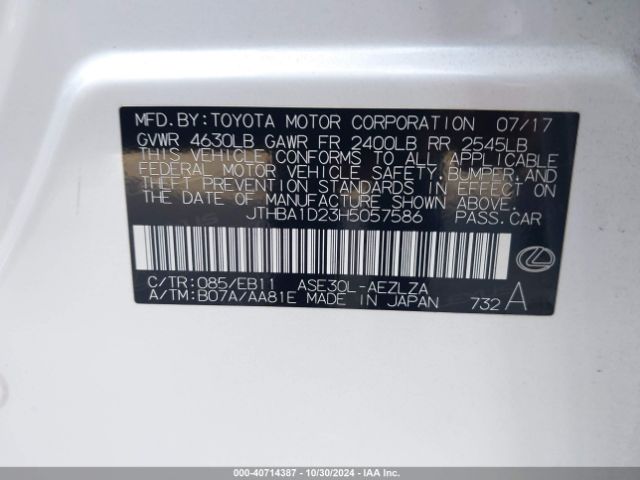 JTHBA1D23H5057586 Lexus IS 200T