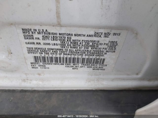 2014 MITSUBISHI OUTLANDER SPORT 4A4AP3AU2EE016142 Photo 8