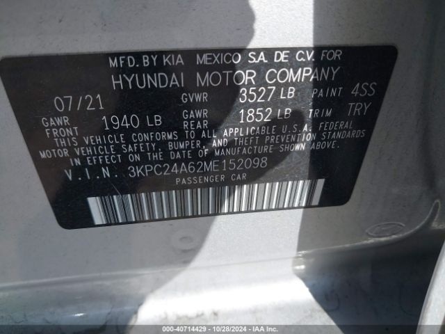 3KPC24A62ME152098 Hyundai Accent Sel