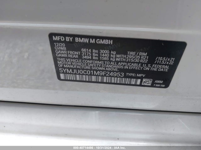 5YMJU0C01M9F24953 BMW X5 M