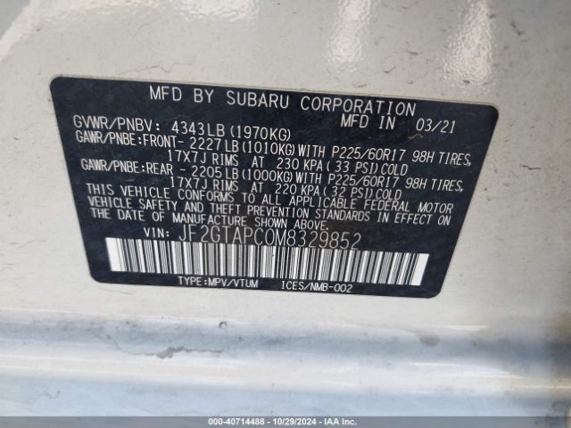 JF2GTAPC0M8329852 Subaru Crosstrek Premium