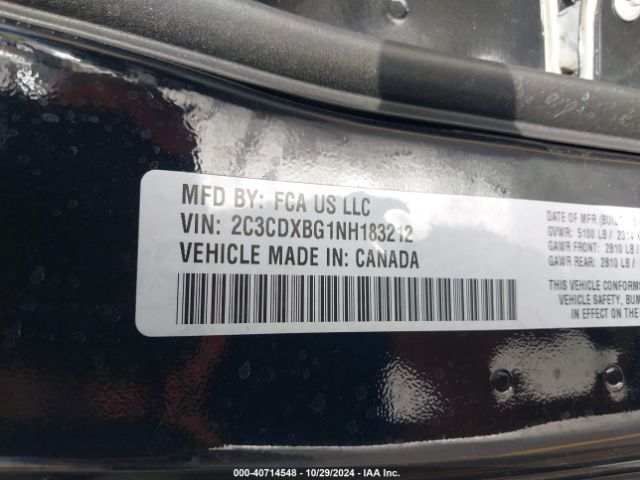 2C3CDXBG1NH183212 Dodge Charger Sxt Rwd
