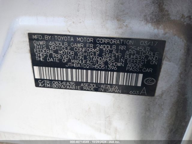 JTHBA1D21H5051396 Lexus IS 200T
