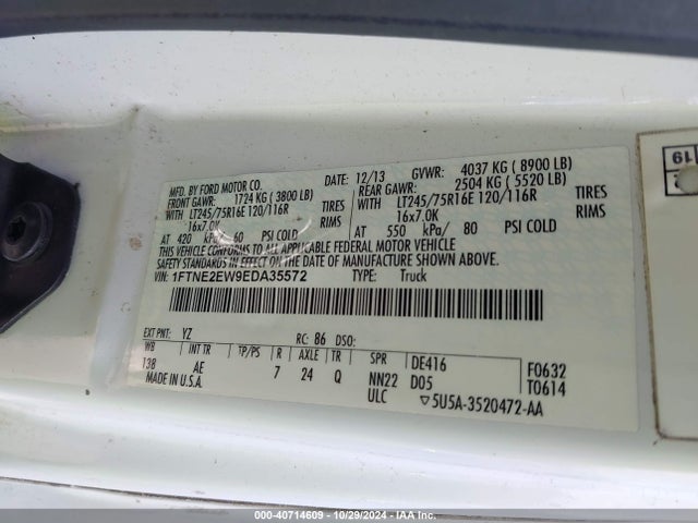 Ford E-250 Commercial 2014 1FTNE2EW9EDA35572 Image 9