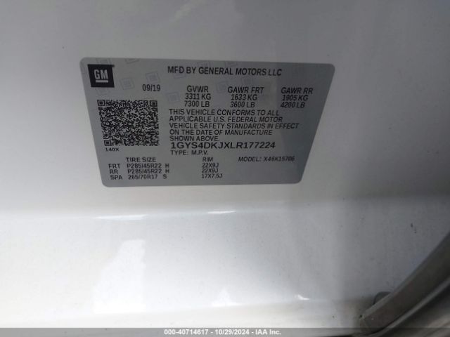 1GYS4DKJXLR177224 Cadillac Escalade 4wd Platinum