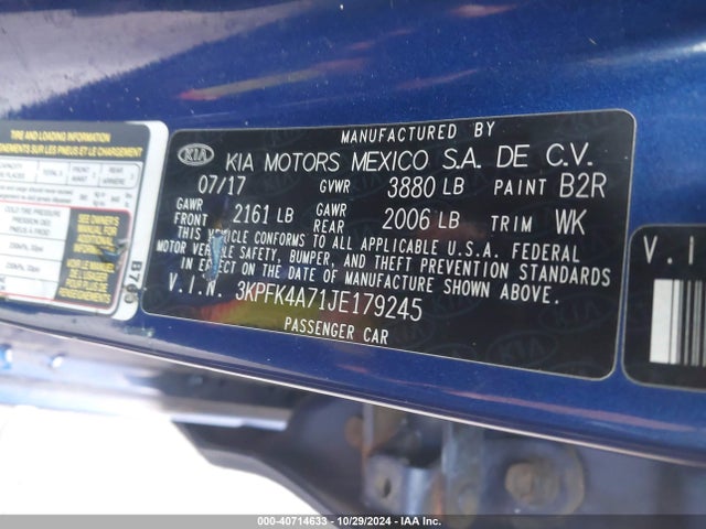 KIA FORTE LX 2018 3KPFK4A71JE179245 Image 9