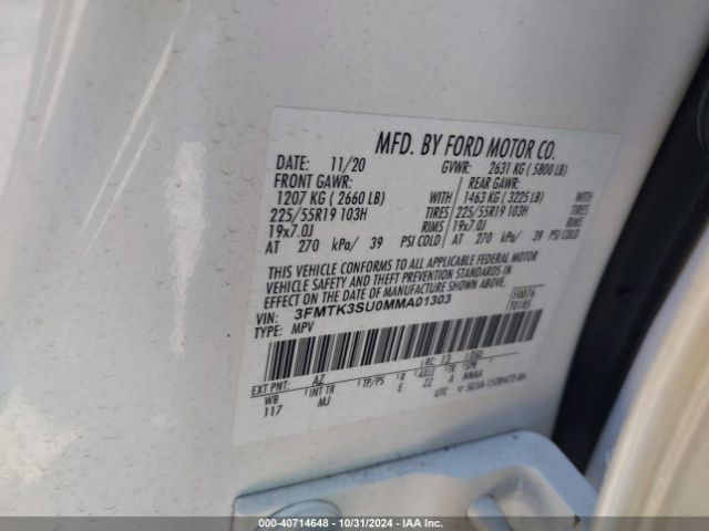 3FMTK3SU0MMA01303 Ford Mustang Mach-e Premium