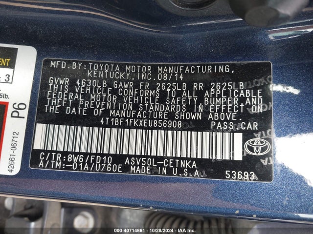 Toyota CAMRY LE 2014 4T1BF1FKXEU856908 Image 9