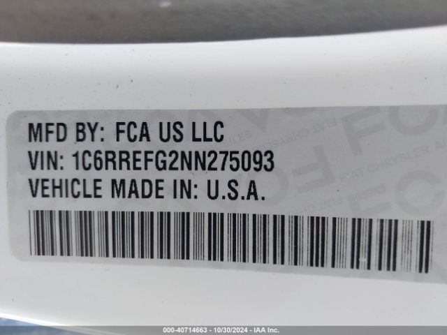 1C6RREFG2NN275093 RAM 1500 Big Horn  4x2 5'7 Box