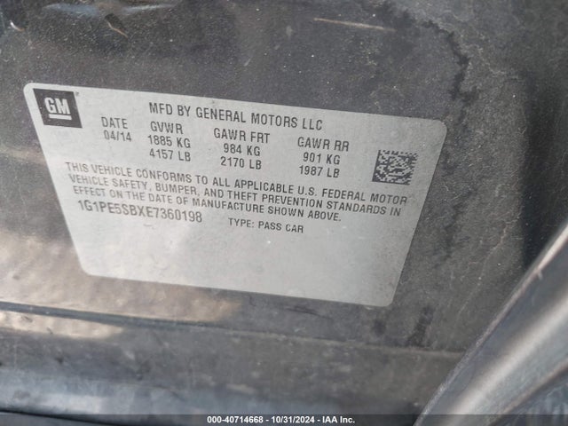 Chevrolet Cruze 2lt Auto 2014 1G1PE5SBXE7360198 Image 9