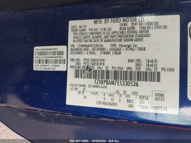 Ford Mustang V6 2014 1ZVBP8AM7E5330536 Image 9