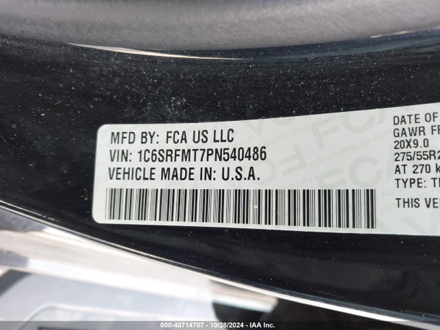 1C6SRFMT7PN540486 RAM 1500 Big Horn  4x4 6'4 Box