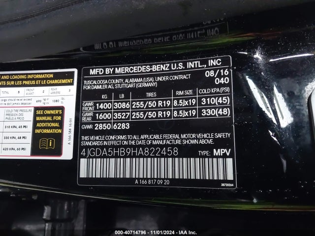 4JGDA5HB9HA822458 Mercedes-Benz Gle 350 4matic