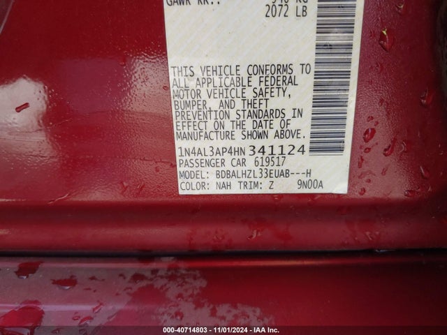 Nissan Altima 2.5 Sr 2017 1N4AL3AP4HN341124 Image 9