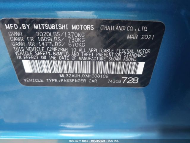 ML32AUHJXMH008109 Mitsubishi Mirage Carbonite Edition/es/le