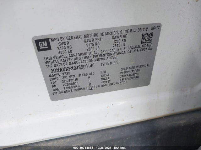 Chevrolet EQUINOX LT 2018 3GNAXKEX9JS506140 Image 9