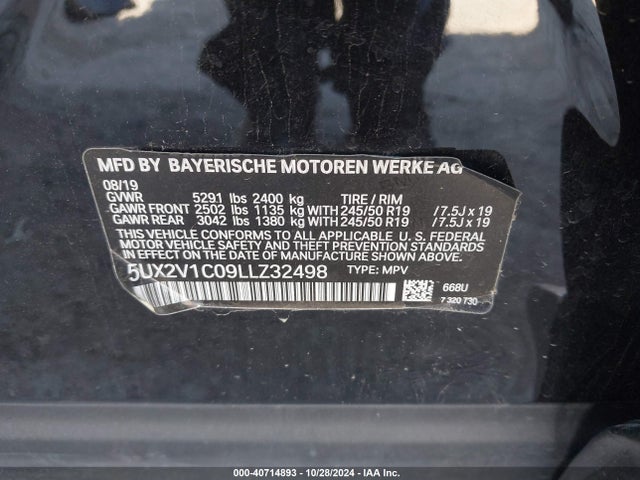 5UX2V1C09LLZ32498 BMW X4 Xdrive30i