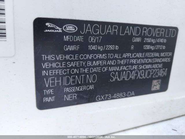 SAJAD4FX9JCP23464 Jaguar Xe 25t Premium