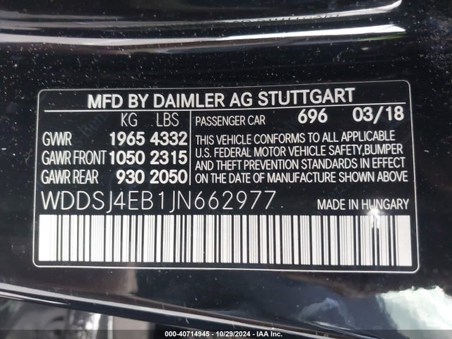 Mercedes-Benz CLA 250 2018 WDDSJ4EB1JN662977 Image 9