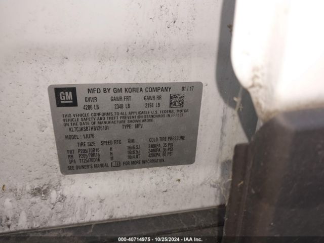 KL7CJKSB7HB126101 Chevrolet TRAX LS