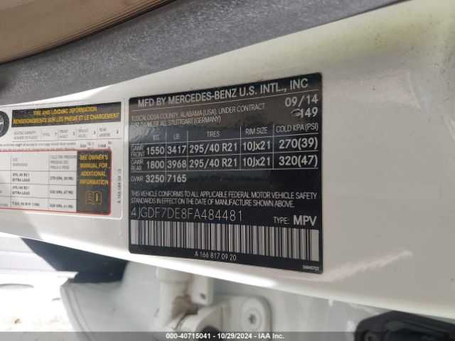 4JGDF7DE8FA484481 Mercedes-Benz Gl 550 4matic
