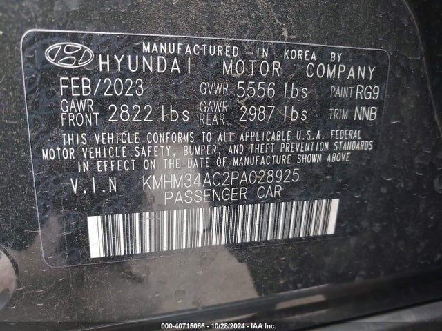 KMHM34AC2PA028925 Hyundai Ioniq 6 Sel