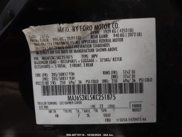MAJ6S3KL5KC251875 Ford Ecosport Titanium