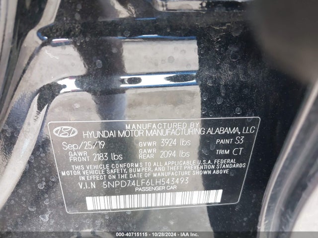 Hyundai ELANTRA SE 2020 5NPD74LF6LH543493 Image 9