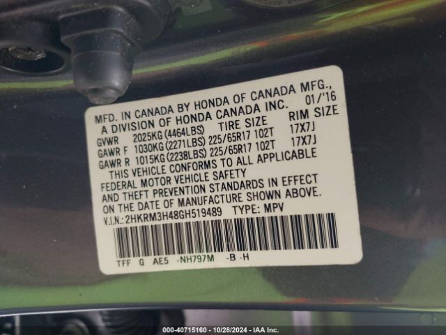 2HKRM3H48GH519489 Honda CR-V SE