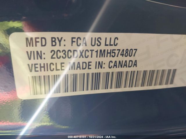 2C3CDXCT1MH574807 Dodge Charger R/t Rwd