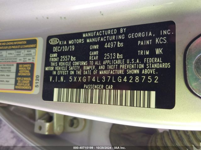 5XXGT4L37LG428752 KIA Optima Lx