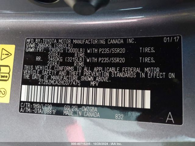 2T2BZMCA2HC077475 Lexus Rx 350 F Sport