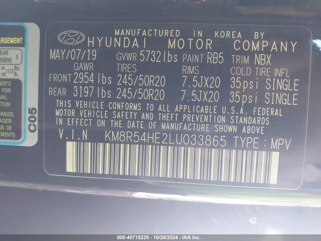 Hyundai Palisade Limited 2020 KM8R54HE2LU033865 Image 9