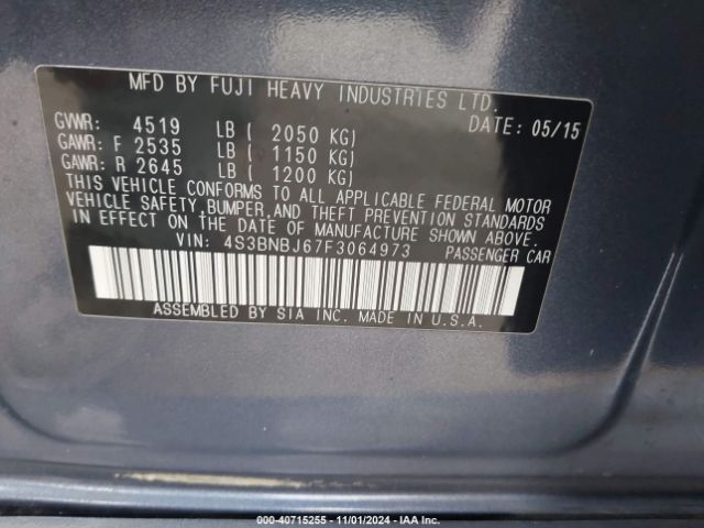 4S3BNBJ67F3064973 Subaru Legacy 2.5i Limited