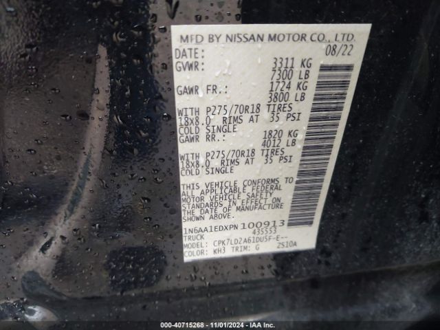 1N6AA1EDXPN100913 Nissan Titan Pro-4x 4x4
