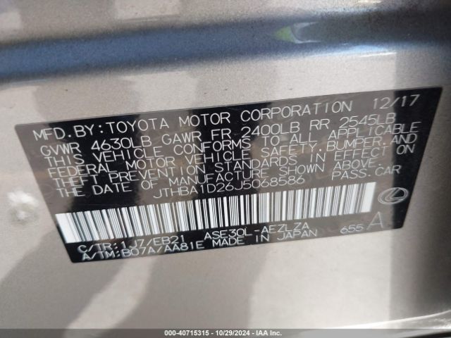JTHBA1D26J5068586 Lexus IS 300