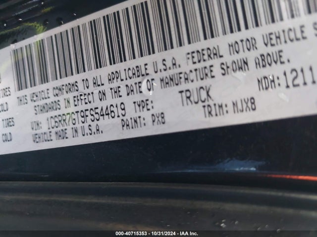 RAM 1500 Big Horn 2015 1C6RR7GT9FS544619 Image 9