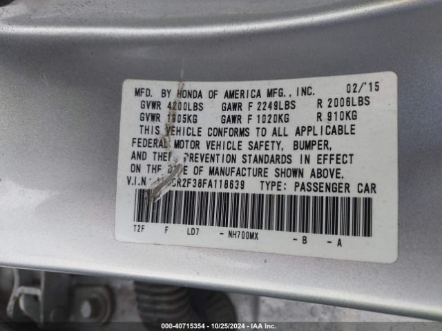 1HGCR2F38FA118639 Honda ACCORD LX