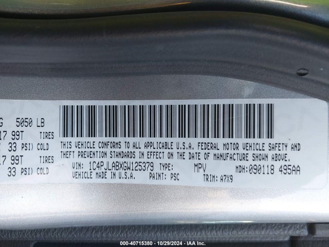 1C4PJLABXGW125379 Jeep Cherokee Sport