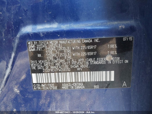 Toyota RAV4 LE 2015 2T3ZFREV7FW206550 Image 9