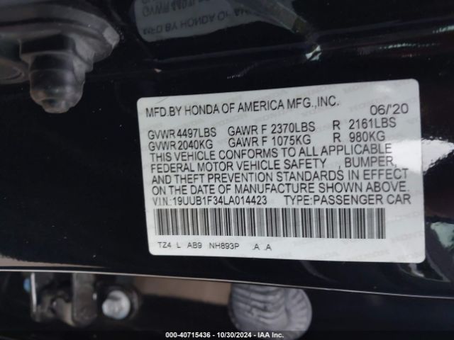 19UUB1F34LA014423 Acura Tlx Standard