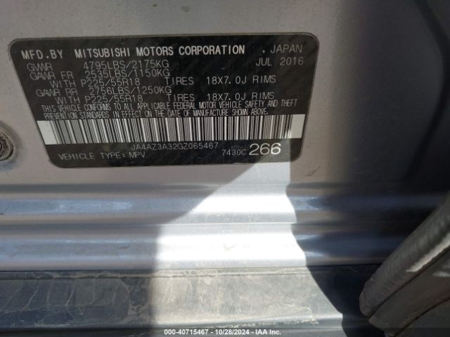 2016 MITSUBISHI OUTLANDER JA4AZ3A32GZ065467 Photo 8