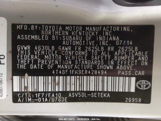 Toyota CAMRY L 2014 4T4BF1FK9ER428494 Image 9