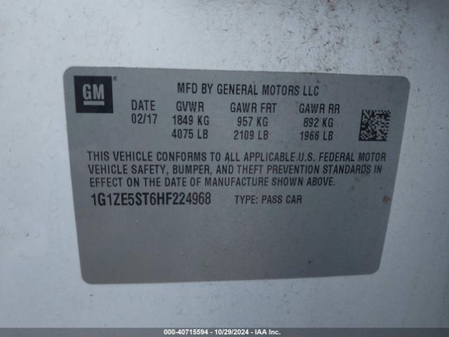 1G1ZE5ST6HF224968 Chevrolet MALIBU 1LT